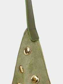 SHECARRY Ladies, Women Shoulder Bag, Hobo Bag, Fashionable, Elegant, Simple, Personalized, Versatile, Classic, Rivets, For Commute, Office, Date, Daily, Shopping, Afternoon Tea - Green - View 5
