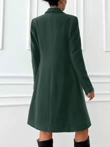 EURMUSE Lapel Neck Double Breasted Woolen Overcoat - Dark Green - View 2