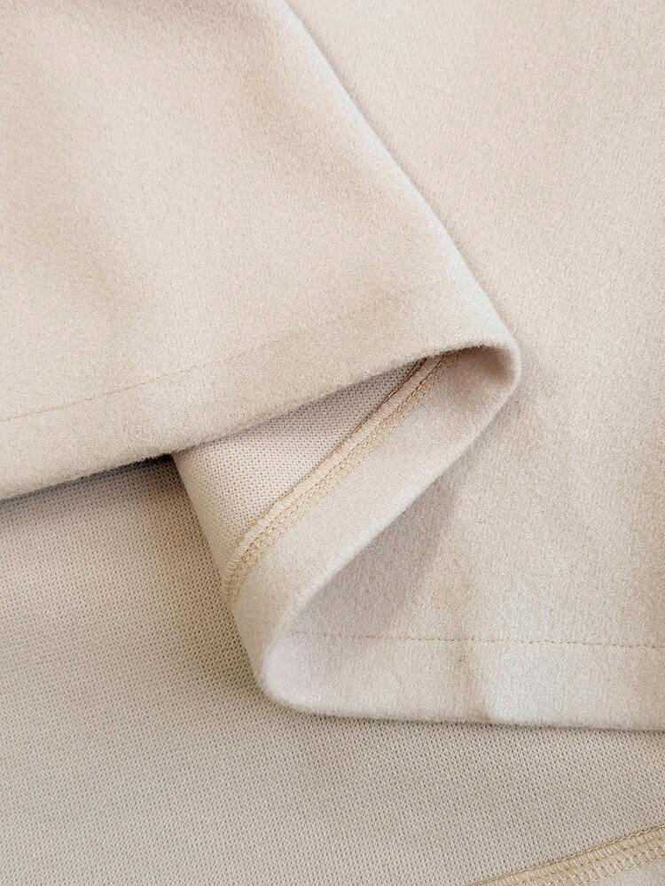 Elenzga Plus Size Women's Solid Color Tie Waist Double-Breasted Long Sleeve Elegant High-Quality Romantic Long Woolen Coat Beige Coat Winter Coat Women Neutral Coat Women Trench Coat Classic Women Coat Winter Autumn Fall - Apricot - View 9