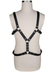 SHEIN Dây nịt da trang trí đinh tán hình chữ O cho nam - màu đen - Xem 3