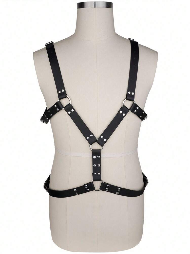 SHEIN Dây nịt da trang trí đinh tán hình chữ O cho nam - màu đen - Xem 3