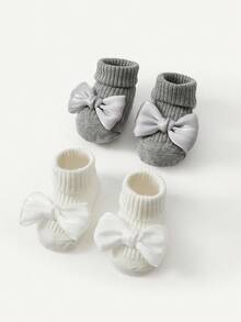 Cozy Pixies 2 pary dziewczęcych, ślicznych, krótkich skarpetek termicznych z kokardką, odpowiednich do codziennego noszenia - Wielokolorowe - Zobacz 5