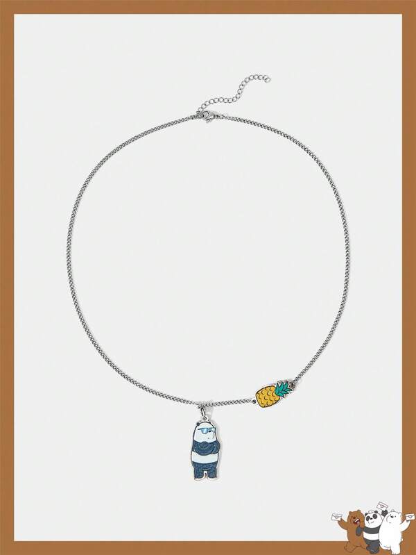 We Bare Bears X SHEIN قلادة بنمط الدب الكرتوني الجميل مقاس 20 ملم قطعة واحدة