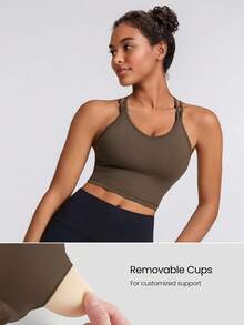 GLOWMODE FeatherFit™ Crisscross Hoạt động Xe tăng Hỗ trợ ánh sáng Thấp Yoga Hằng ngày - Cảm hứng quế - Xem 8