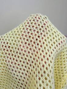 Sunnyshic Women's Sexy & Cute Retro Floral Hollow-Out Textured Sleeveless Cropped Sweater Dress. Skin Revealing