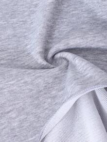 青少年女孩蝴蝶结印花不对称露肩不对称下摆休闲运动衫 - 灰色 - 查看 8