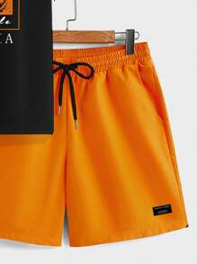 Manfinity Homme 棕榈树和字母印花错位拼色男士休闲海滩度假短袖T恤和短裤套装