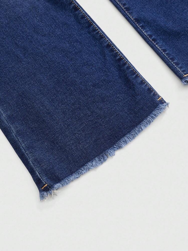 ROMWE Grunge Punk 女式 Y2K 复古做旧喇叭牛仔裤（带口袋） - 藍色 - 查看 4