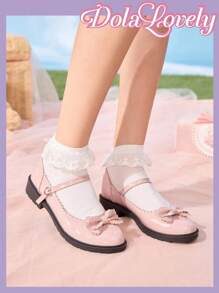 Dola Lovely Nuevos zapatos de mujer con tacón grueso, zapatos planos sexys para fiestas - Rosa - Ver 4