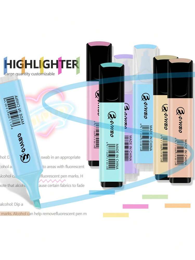 4/6 件荧光荧光笔和记号笔，柔和的马卡龙色，用于绘画、标记、记笔记，回到学校，马卡龙色荧光笔套装，外观高，学生专注于标记 DIY 手册、绘画和涂鸦记号笔。 - 彩色 - 查看 2