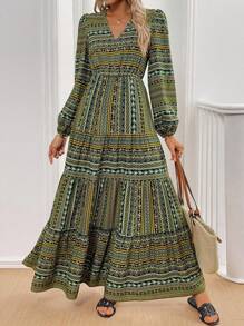 EMERY ROSE 女式V领花卉印花波西米亚长裙女装