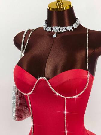 Amplova 女式水钻装饰紧身迷你连衣裙