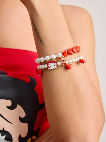 Betty Boop | ROMWE Cute Heart Shaped Chain Bracelet