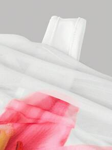 Girlism 青少年女孩修身网眼花卉 T 恤，派对、休闲、毕业、返校、度假、节日、午餐， - 白色 - 查看 3