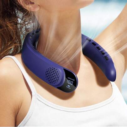 1 pezzo Ventilatore da collo portatile, ventilatore da collo con display digitale, ventilatore di raffreddamento estivo portatile, ventilatore da coll