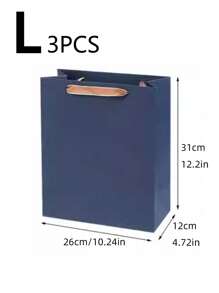 3pcs Gift Packaging Bags, Vintage Style Blue Paper Bags, Fashionable High-Grade Business Tote Bags For Clothing Store, Jewelry Shop And Gifts. Valentine's Day, Valentines Wedding, Birthday, Gift Bags, Bridesmaid Gifts, Wedding Items,Fall Decor