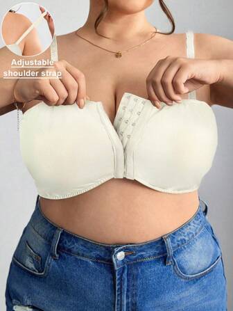 SHEIN CURVE+ 前拉链加大码迷你衬垫文胸背心/图案T恤