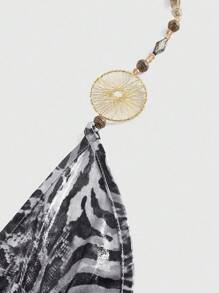 ROMWE Avant Damen Y2K Retro Sexy Leoparden-Muster Metallic Dekor Bodysuit - Schwarz - Übersicht 4