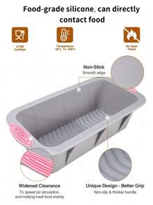 SHEIN Basic living 1PC  Silicone Nonstick Rectangular Baking Pan, Heat Resistant Cake Mold, DIY Baking Tool