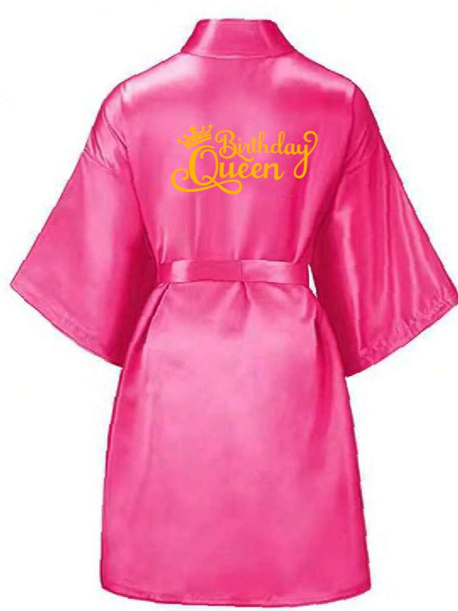SHEIN 1 件女童生日浴袍、薄晨衣、睡衣、睡裙、婚礼、生日、礼物、度假、派对家居浴室装饰夏季返校 - 玫紅色 - 查看 1