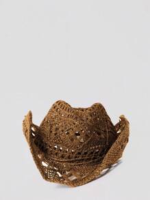 MUSERA Straw Cowboy Hat Curled Brim Straw Bow Beach Hat Sun Protection Breathable Western Festival