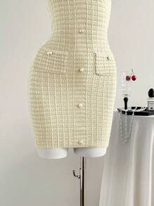 Rafferiza Nouvelle robe courte moulante à col ras-du-cou et dos nu en tricot sexy pour femmes, vêtements d'été en tricot jaune crème pour l'université - Jaune citron - Voir 3