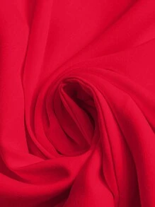 SHEIN LUNE 女式纯色交叉裹身双排扣优雅短袖迷你连衣裙 - 紅色 - 查看 3