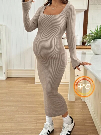 SHEIN 秋季服装，秋季服装，孕妇装 秋季服装 孕妇装 秋季服装，秋季服装，孕妇装 秋季服装 孕妇装 孕妇针织毛衣裙，秋冬保暖 长袖孕妇装 米色孕妇装 罗纹孕妇装 针织孕妇装 修身孕妇装