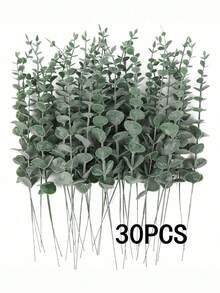 SHEIN 5/10/30/50 sztuk łodyg eukaliptusa, sztuczne rośliny, sztuczne gałązki eukaliptusa, sztuczne łodygi eukaliptusa, bukiety ślubne, kompozycje kwiatowe do domu, jesienne dekoracje wiejskie, walentynki, prezenty na Dzień Matki, prezenty z okazji ukończenia szkoły