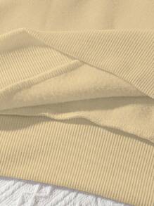 EMERY ROSE Áo nỉ cổ tròn dài tay in chữ và quả bí ngô mùa thu đông cho nữ, tốt nghiệp, trở lại trường, giáo viên dành cho nữ, trở lại trường - Màu be - Xem 5