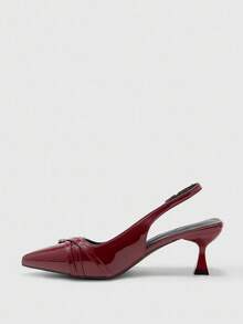 CUCCOO BIZCHIC Women's Pointed Toe Stiletto High Heel Burgundy Backstrap Multi-Strap Fashion Commuter Versatile High Heel Pumps For Christmas - Burgundy - View 9