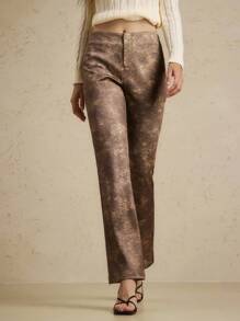 Briarwyn Pantaloni casual vintage a gamba dritta di stile "Old Money" da donna, adatti per l autunno e l inverno, abiti vintage da donna per l estate - Cachi - Visualizzare 3
