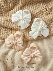 Cozy Pixies 2 đôi tất trẻ em có nơ trang trí, tất cổ ngắn dày ấm áp dễ thương và thanh lịch - Nhiều màu - Xem 1