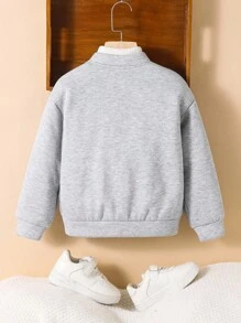 SHEIN Young Boy Casual Daily Pattern Sweatshirt, Jacket, Back To School Suitable For School, Vacation, Travel, Sports, Autumn/Winter Fall - Grey - View 3