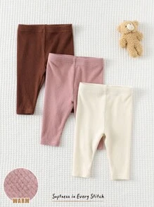 Cozy Pixies Newborn Baby Elastic Waist Ribbed Leggings Chic For Autumn/Winter Fall - Multicolor - View 4