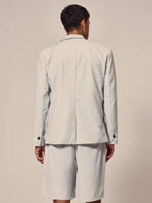 Musero Blazer Jacket Belt Fastening Jacket Only Summer Spring Holiday Vacation - Blue - View 4