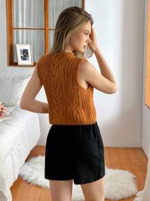 EURMUSE Women Sweater Vests Burnt Orange Color With Soft Touch - Burnt Orange - View 2