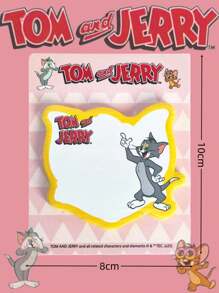 TOM & JERRY X SHEIN Set de notas adhesivas con diseño de dibujos animados - Lindos blocs de notas de dibujos animados para útiles de oficina y escuela, artículos de papelería coleccionables
