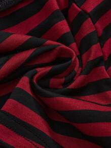 ROMWE Quần short nữ siêu ngắn sọc tương phản màu sắc phong cách lễ hội âm nhạc Punk Rock dễ thương Retro - Đỏ - Xem 4