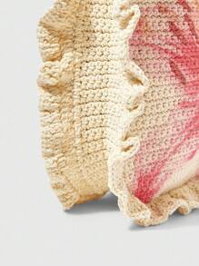 ROMWE Fairycore Borsa da spalla casual da spiaggia con stampa floreale tessuta - Bianco - Visualizzare 6