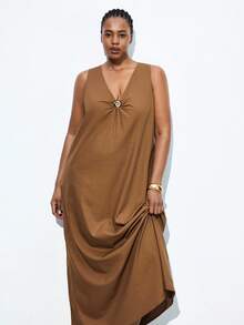 Maija Váy cổ chữ V trang trí phong cách Bohemian thường ngày cho nữ cỡ lớn, Quần áo thanh lịch cho nữ, Váy tốt nghiệp, Trang phục đi nghỉ, Váy suông, Bãi biển, Thanh lịch, Trang phục công sở thường ngày cho nữ, Váy sinh nhật, Phong cách Bohemian, Trang phục công sở cho nữ, Trang phục ngày lễ cho nữ, Trang phục lễ hội, Hawaii - màu nâu - Xem 6