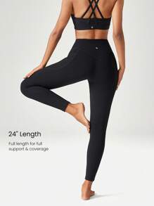 GLOWMODE Leggings esenciales de tiro bajo de 24" FeatherFit™ - Negro - Ver 8