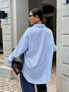 Dripcurv Plus Striped Print Drop Shoulder Shirt