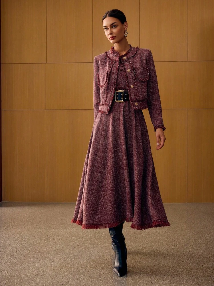 TWEED RAW TRIM BOXY JACKET, FALL WINTER
