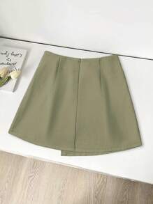 Franclia 毕业装休闲百搭吊带不对称下摆新款夏款卡其色纹理宽面料裙子女士短裙女裙女士夏装夏装下装