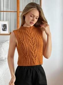 EURMUSE Women Sweater Vests Burnt Orange Color With Soft Touch - Burnt Orange - View 3