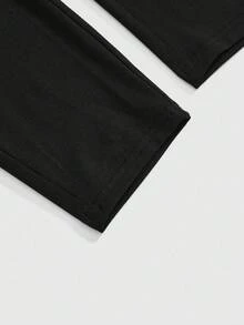 ROMWE Goth 哥特式五角星铆钉网眼拼接女式紧身弹力裤 - 黑色 - 查看 4