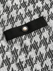 SHEIN MOD Váy ôm sát cổ xoắn kẻ caro cổ điển cỡ lớn dành cho nữ, thích hợp cho ngày tựu trường, tiệc tùng, sinh nhật, đi làm, có nơ trang trí, váy dự tiệc cưới cho nữ, váy họa tiết răng sói, váy vải tuýt, váy công sở cho nữ, quần áo mùa thu, quần áo mùa thu, thanh lịch, sang trọng - Đen và trắng - Xem 2