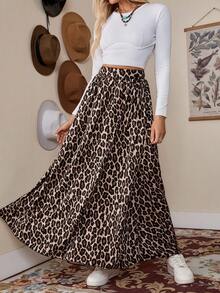 LanaWest 女士时尚豹纹长裙，适合春夏季度假海滩 - 彩色 - 查看 1