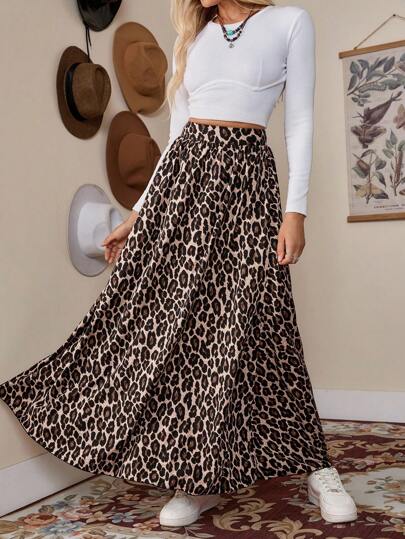 LanaWest Váy dài họa tiết da báo thời trang cho nữ mùa xuân hè đi biển